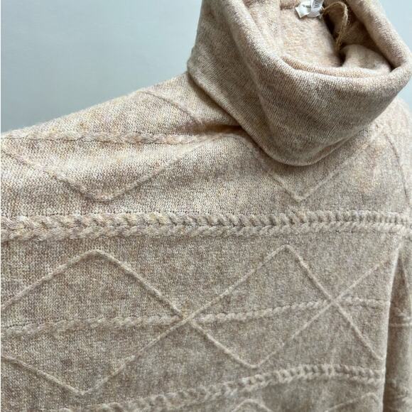 Women's Cowl Turtleneck Oversized Poncho Sweater One Size, World Market, Cream - Picture 5 of 12